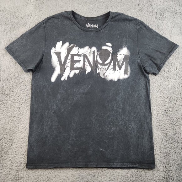 Marvel Venom Shirt Men's Large Black AOP Double Sided Graphic Spiderman Comics - Picture 2 of 9